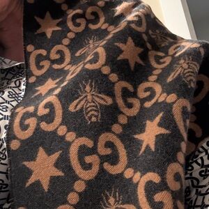 Gucci Brown and Black Logo Scarf